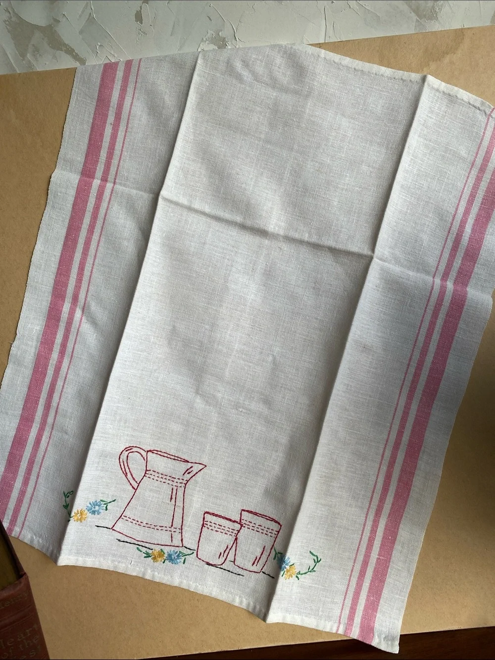 Hand embroidered Kitchen tea towel